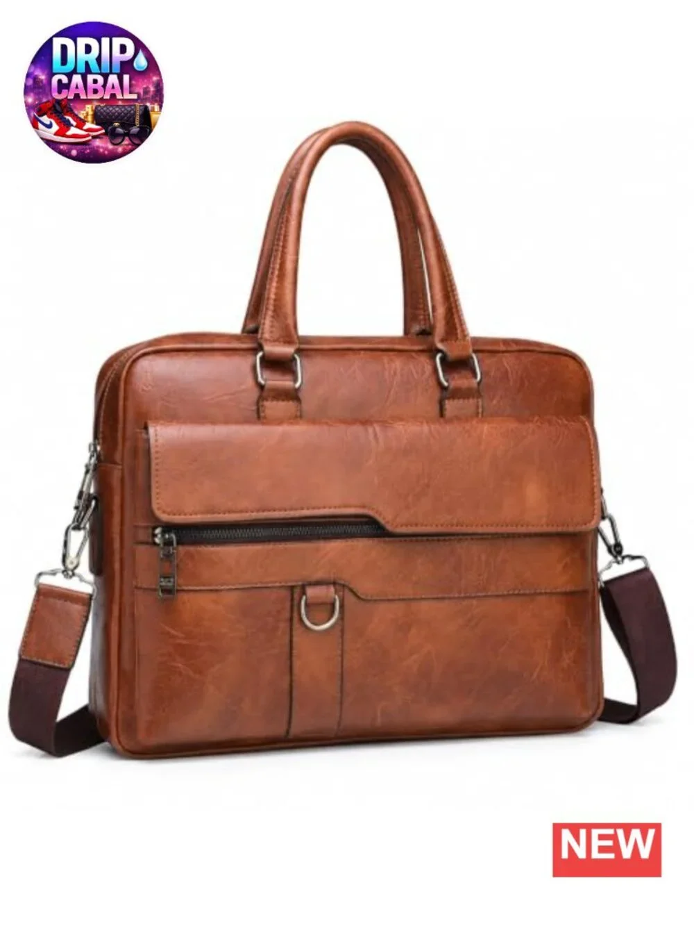 Leather Laptop Bag 15 inch Water-Resistant Messenger Briefcase for Men